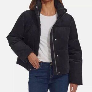 Levi's Women's Corduroy Long Sleeve Quilted Puffer Jacket, Black, M (1426)